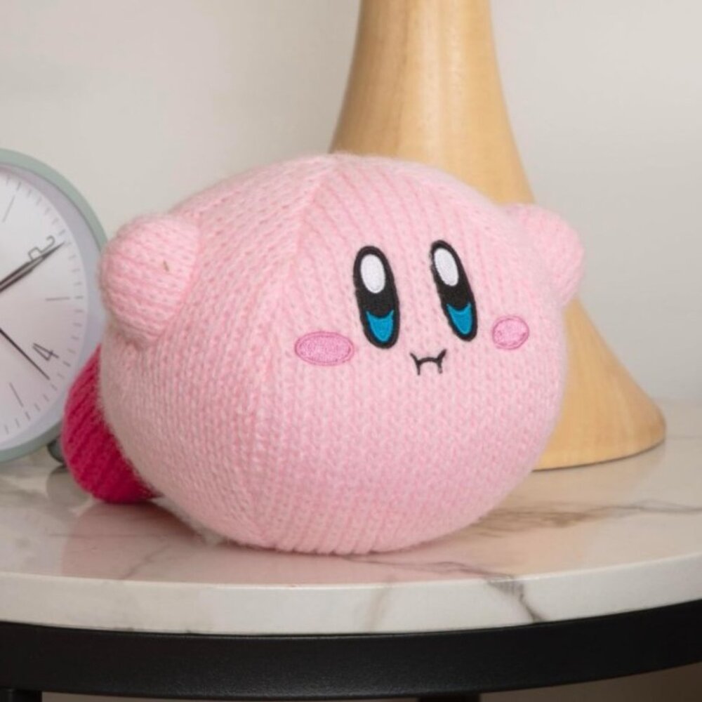 Soft Crochet/Knit Hovering Kirby Plush Stuffie, 6" Tall